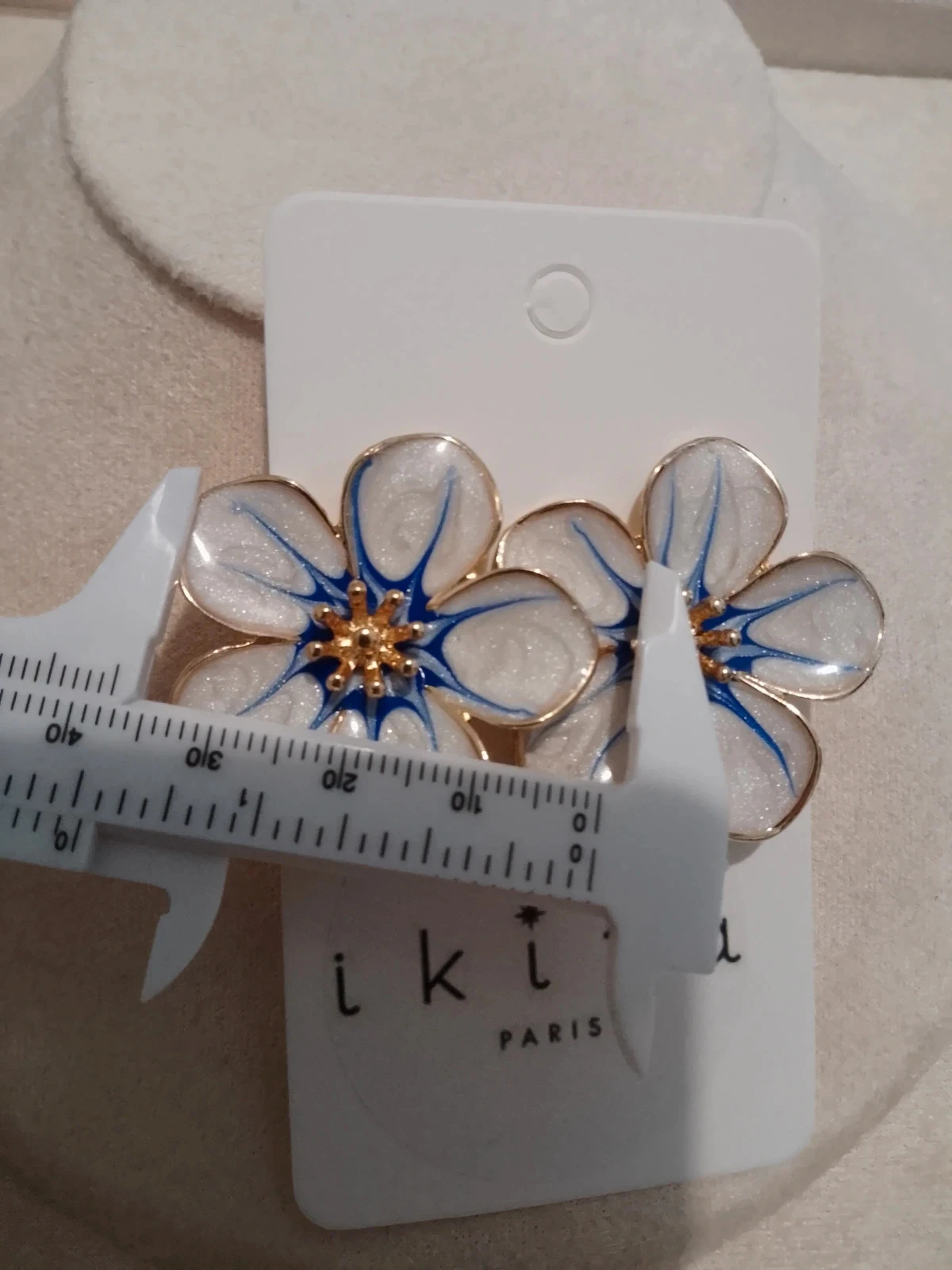Blue and white flower bohemian earrings – photo 2